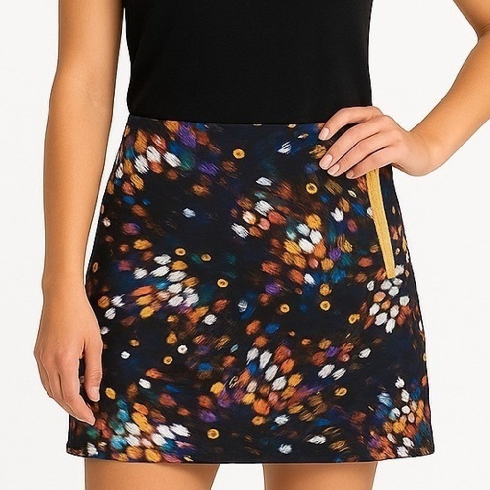 EP Sport Skort Small Multicolored‎ Pencil Abstract Gold Zipper Athletic Vibrant